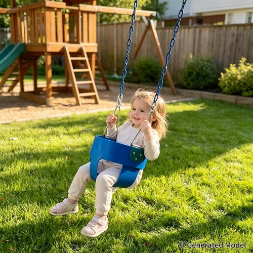 Miniatura 2 de KINSPORY Columpio para niños pequeños, cadenas de hierro resistente recubiertas de 59", columpio para bebé al aire libre, asiento tipo cubeta