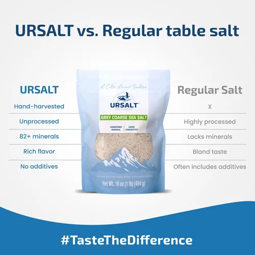 Miniatura 4 de URSALT Sal marina francesa gruesa gris – Sel Gris cosechada a mano de Francia (1 libra) – 82+ rica en minerales, 100% natural y sin refinar, sal