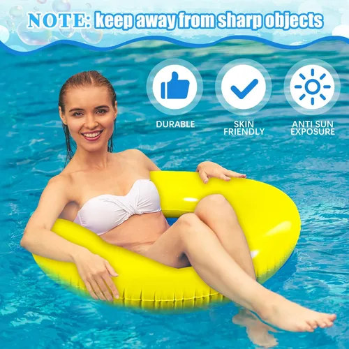 Miniatura 3 de JellyArch 6 Piezas de Flotadores Inflables para Piscina de 28 Pulgadas, Tubo de Natación a Granel para Adultos, Flotadores de Piscina para Amarillo