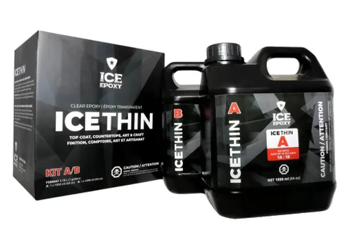 Resina epoxi transparente transparente ICE-fina, resistente a los rayos UV, capa de inundación de alto brillo, relación de mezcla 1:1, epoxi de