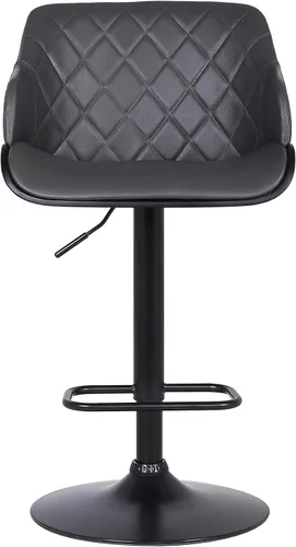 Miniatura 3 de Armen Living Toby Taburete giratorio de piel sintética, ajustable, gris y negro