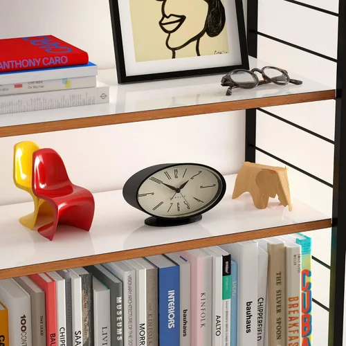 Miniatura 4 de NEWGATE® Ronnie - Reloj despertador, diseño retro ovalado, acabado de goma suave negro, ideal para mesita de noche, escritorio o estante, accesorio