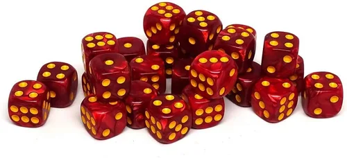 Miniatura 5 de Paquete de 25 dados D6 de 0.472 pulgadas, colección a juego de 6 dados con pipas (granito amarillo y negro)
