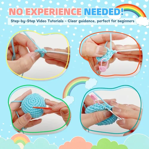 Miniatura 3 de yes.Sister! Kit de ganchillo de bricolaje para principiantes Juego de pato amarillo y azul Hilo de algodón Tutorial en video e instrucciones