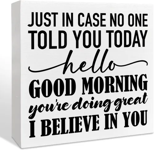 Letrero inspirador de madera con texto en inglés "You're Doing Great", decoración motivacional de escritorio para la oficina en casa, decoración de