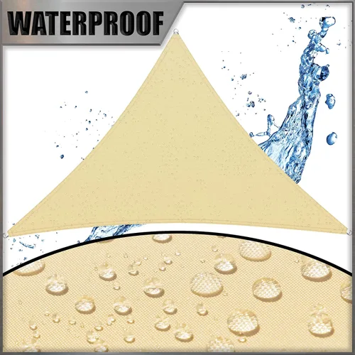 Miniatura 2 de Amgo Toldo Vela Triangular Beige de 4' x 4' x 4' Tamaño Personalizado Impermeable Protector Solar Pedido para Hacer UPF50+ AMTADT16 Toldo Parasol