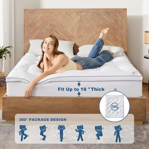Miniatura 5 de BEDLORE Cubrecolchón tamaño King, Almohadilla Superior Gruesa Pillow Top para Alivio del Dolor de Espalda, Funda de Colchón Suave Refrescante