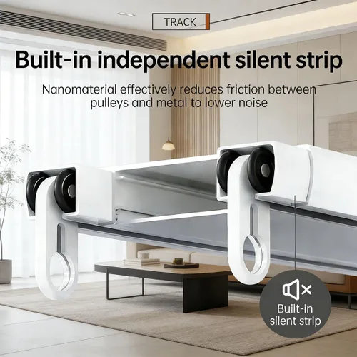 Miniatura 3 de Juego de rieles de aluminio resistente para cortinas de 8.5, 8.9, 9.2, 9.5 pies, barra de montaje en techo de doble cortina, sistema de rieles Blanco