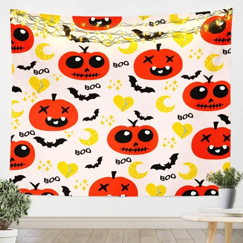 Miniatura 31 de Feelyou Halloween Wall Art for Bedroom Living Room Cartoon Ghost Tapestry Decoration for Kids Boys Girls Red Tapestry Wall Hanging Ghost Festival