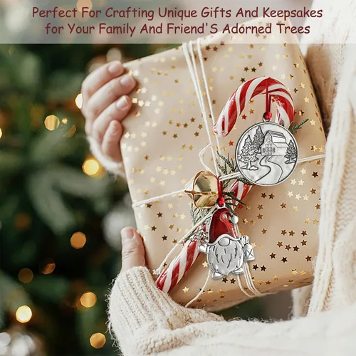 Miniatura 5 de Adornos navideños, 2024 Adorno de árbol de Navidad de peltre sólido hecho a mano de metal para colgar, artesanía DIY, coleccionables para árboles