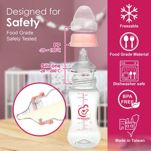 Miniatura 8 de Nenesupply Biberones naturales para recién nacidos, biberones de alimentación de flujo lento para bebés amamantados, cuello ancho, 9 onzas