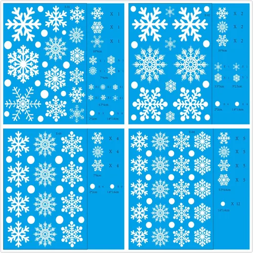 Miniatura 2 de Q-BABY 200 calcomanías estáticas de copos de nieve para decoración de ventanas de Navidad, 200