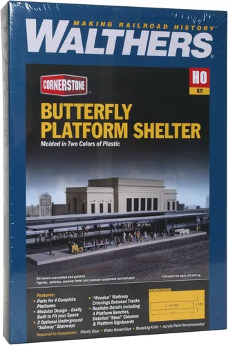 Miniatura 6 de Walthers Cornerstone Kit Serie HO Scale Mariposa Estación Refugios de Plataforma