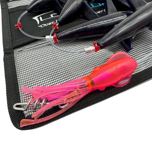 Miniatura 3 de Lobo Lures #401 Teaser de atún con forma de margarita, cadena de 400 libras, líder de 500 libras, sacacorchos giratorio y bolsa de almacenamiento