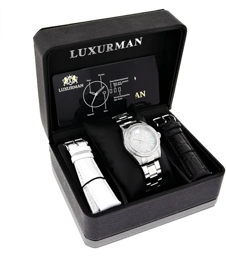 Miniatura 4 de LUXURMAN Iced Out - Reloj de diamante Tribeca para mujer, 1.5 ct
