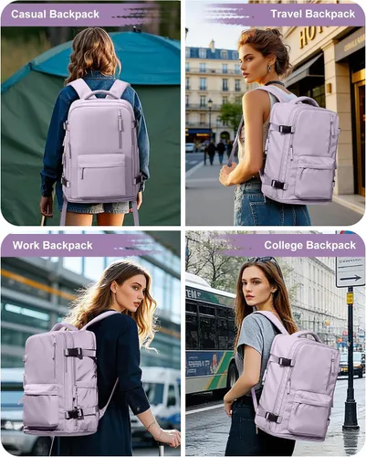 Miniatura 8 de VGCUB - Mochila grande para viaje, trabajo, negocios, mochila para laptop aprobada como equipaje de mano para vuelos, unisex, Púrpura, Grande, Large