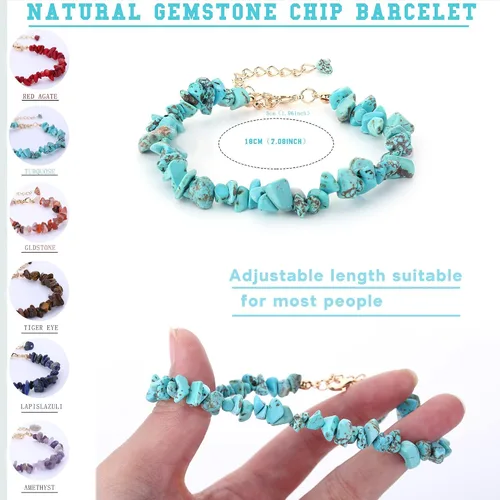Miniatura 2 de Ubjuliwa 15 pulseras de chakras de piedras preciosas naturales para mujeres, pulseras de cristal curativo para mujeres y hombres, pulsera elástica