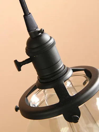 Miniatura 9 de PERMO Moderno accesorio de iluminación colgante con globo de vidrio transparente redondo de 5.9 pulgadas, pantalla soplada a mano, lámpara