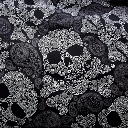 Miniatura 5 de LAMEJOR Juego de funda de edredón tamaño individual, decoración de Halloween, esqueleto de calavera negra, estampado floral, lujoso, suave, funda