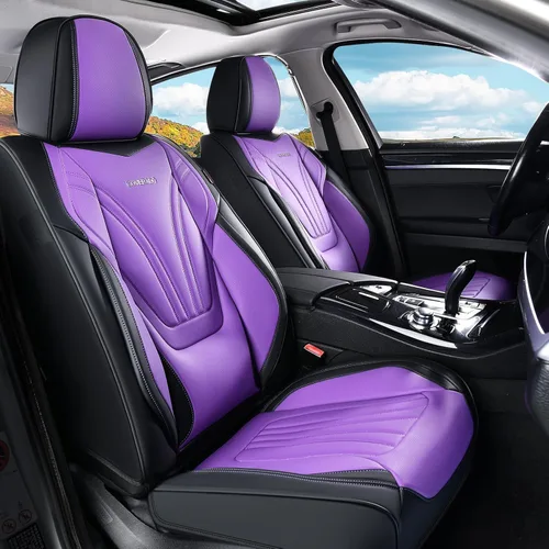 Miniatura 15 de Coverado Fundas para Asientos de Coche, Protector de Asiento con Soporte Lumbar y Reposacabezas Removible, Cojín de Asiento de Piel Transpirable