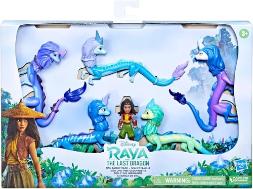 Disney Princess Paquete familiar Raya and The Last Dragon Sisu, incluye 5 juguetes de dragón y muñeca Raya, juguetes para niños de 3 años en adelante