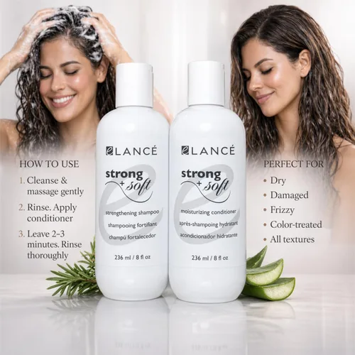 Miniatura 7 de Set de champú y acondicionador para el crecimiento y reparación del cabello con romero, minoxidil, biotina, argán y queratina - eLANCÉ Strong + Soft