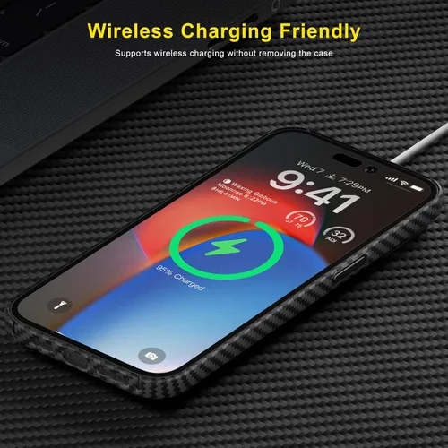 Miniatura 5 de memumi Funda delgada de fibra de aramida real para iPhone 15 Pro, resistente y duradera de 0.020 in, ajuste delgado para iPhone 15 Pro, funda de 15
