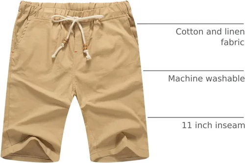 Miniatura 24 de Sailwind Pantalones cortos de lino para hombre, pantalones cortos casuales de playa con cordón