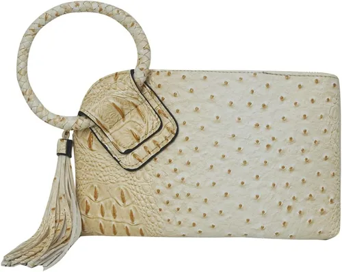 Miniatura 2 de NGIL Mini bolso de pulsera para mujer, mini bolso de cuero sintético con borla de flecos, cartera de pulsera para mujer