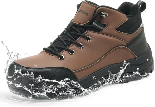 Botas de punta de acero impermeables para hombres, ancho amplio, zapatos de trabajo antideslizantes, zapatillas de seguridad con puntera resistentes