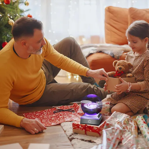 Miniatura 6 de Bola de cristal 3D de la Vía Láctea, luz nocturna multicolor, lámpara decorativa para ciencia, astronomía, espacio, regalos para novios, esposos