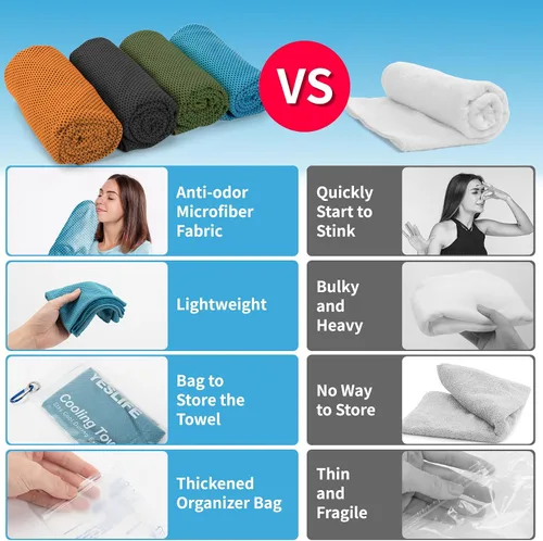 Miniatura 4 de YESLIFE Paquete de 4 toallas refrescantes de 40 x 12 pulgadas, toallas de gimnasio para hombres y mujeres, toallas de entrenamiento suaves y Negro