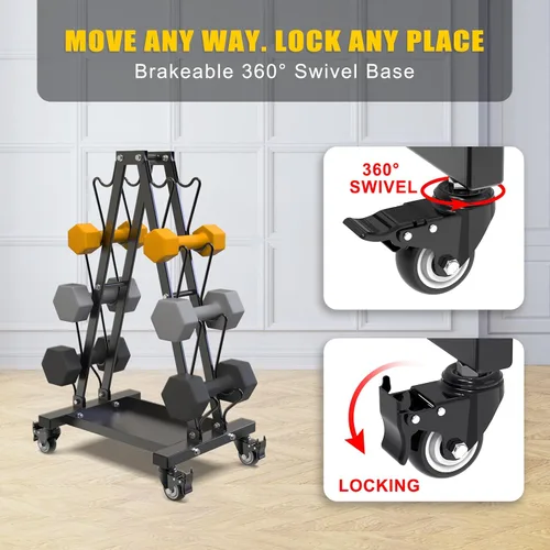 Miniatura 5 de Kipika Soporte para Mancuernas de Servicio Pesado de 3 Niveles Multifuncional, Soporte de Peso para Mancuernas, Equipo de Gimnasio en Casa, Adecuado