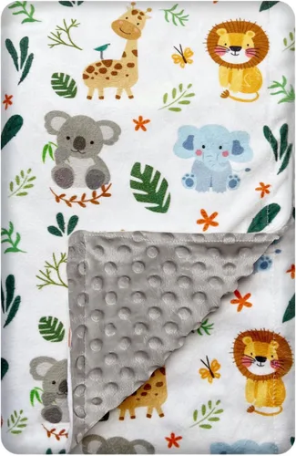 Miniatura 9 de Manta de Felpa Suave Minky para Niños y Niñas - Doble Capa con Respaldo Punteado, de Recién Nacido a Niño Pequeño - Regalos para Baby Shower