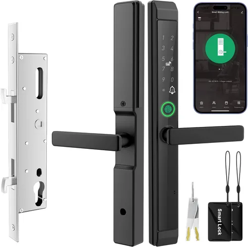 Cerradura inteligente para puerta corredera, cerradura de puerta de vidrio deslizante con huella digital, cerradura de mortaja inteligente JNZCH con