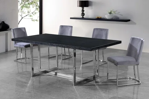 Miniatura 2 de Meridian Furniture Heidi Collection Modern - Silla de comedor tapizada de terciopelo contemporáneo con marco de metal cromado pulido, juego de 2, 19