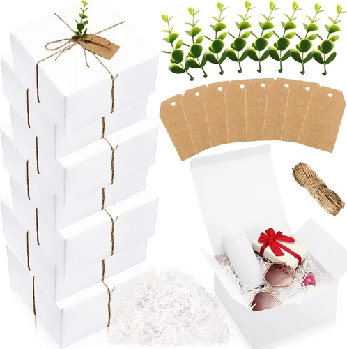 Crtiin Juego de 8 Cajas de Regalo de 8 x 8 x 4 Pulgadas de Papel Blanco para Propuesta de Dama de Honor con Tapas para Regalos Boda Despedida de