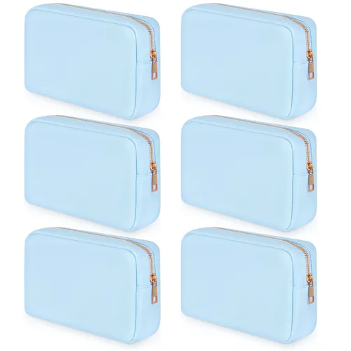 Miniatura 9 de Sweetude 6 piezas Bolsa de maquillaje de nailon, neceser de viaje con cremallera, bolsa de cosméticos de nailon para bolso, organizador