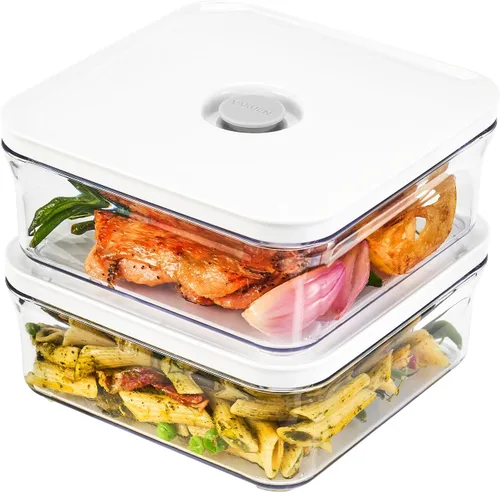 Miniatura 8 de VAKUEN Contenedores Herméticos Premium para Almacenamiento de Alimentos, Mini Cuadrados 3 piezas/juego (0.32 qt), Tapa de Sellado Inteligente de Un