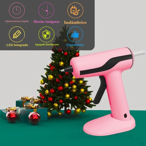 Miniatura 6 de Kit de pistola de pegamento caliente inalámbrica MONVICT, pistola de pegamento rosa mini recargable USB-C con 40 piezas de barras de pegamento