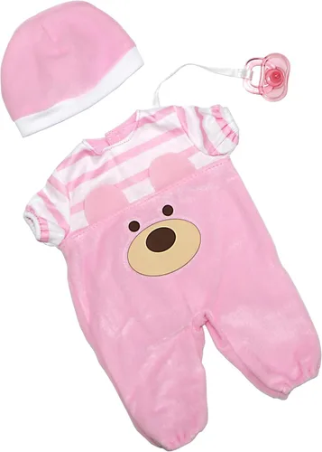 Miniatura 12 de JC Toys Berenguer Boutique Traje de muñeca bebé Vestido de rayas rosas con falda de tul, pantalones cortos, diadema y botines, se adapta a