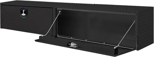 Miniatura 4 de Buyers Products 1721551 - Caja de camión de aluminio negro con tracción en diamante y tapa superior con puerta abatible, 72 x 13 x 16 pulgadas