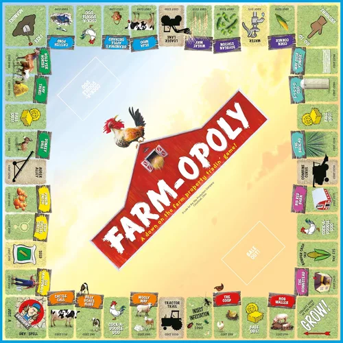 Miniatura 4 de Late for the Sky Juego de mesa Farm-Opoly: diversión de comercio de propiedades familiares, tema de granja, 2 a 6 jugadores, a partir de 8 años