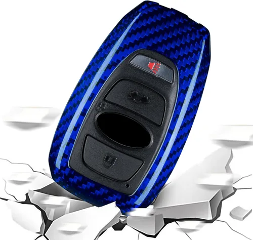 Miniatura 7 de T-carbon Funda de fibra de vidrio real compatible con llavero BRZ, XV Outback, Ascent, Crosstrek, WRX, Legacy, Forester Key Fob, azul