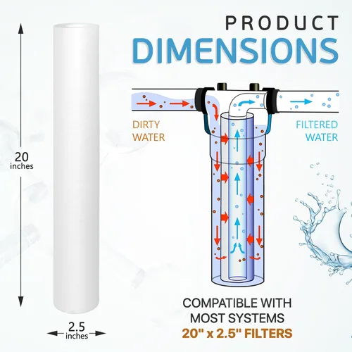 Miniatura 3 de Ronaqua Cartucho de filtro de agua de sedimentos estándar de 10 micrones de 20 x 2.5 pulgadas, certificado NSF, filtración de 4 capas para sistemas