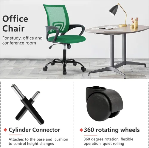Miniatura 7 de PayLessHere Silla ergonómica para computadora de oficina, silla de escritorio económica, ajustable, cómoda, con respaldo medio, de trabajo con Verde