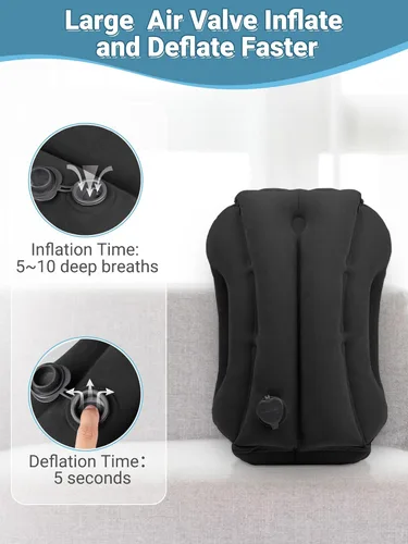Miniatura 7 de Maliton Almohada inflable de viaje para avión para dormir cómodamente y aliviar el dolor de cuello y hombro, almohada inflable para la cabeza