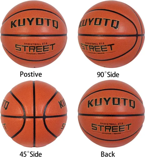 Miniatura 5 de KUYOTQ Baloncesto callejero para niños y jóvenes, tamaño 5 para exteriores, 27.5 pulgadas, piel suave, canal profundo, resistente al desgaste