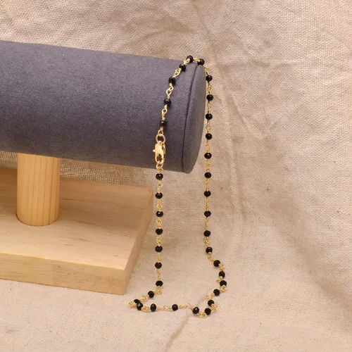 Miniatura 3 de Joseph Brothers Collar hecho a mano con cuentas negras y doradas para mujer, 14-24 pulgadas