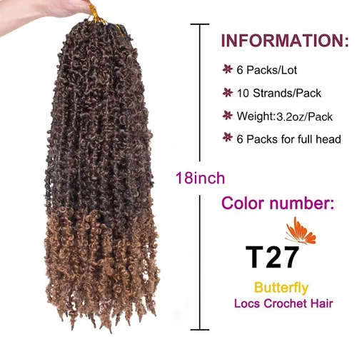 Miniatura 106 de ZRQ Butterfly Locs Cabello de Ganchillo Corto 6 Paquetes Negro Cabello Bob de Ganchillo 8 Pulgadas Locs Sintéticos Desordenados Desgastados Trenzas